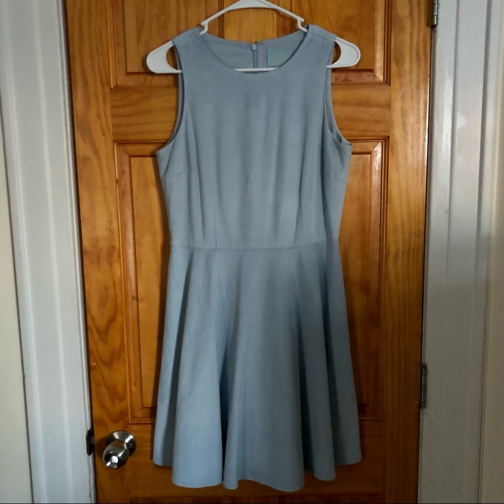 CeCe light blue suede sleeveless skater fit dress